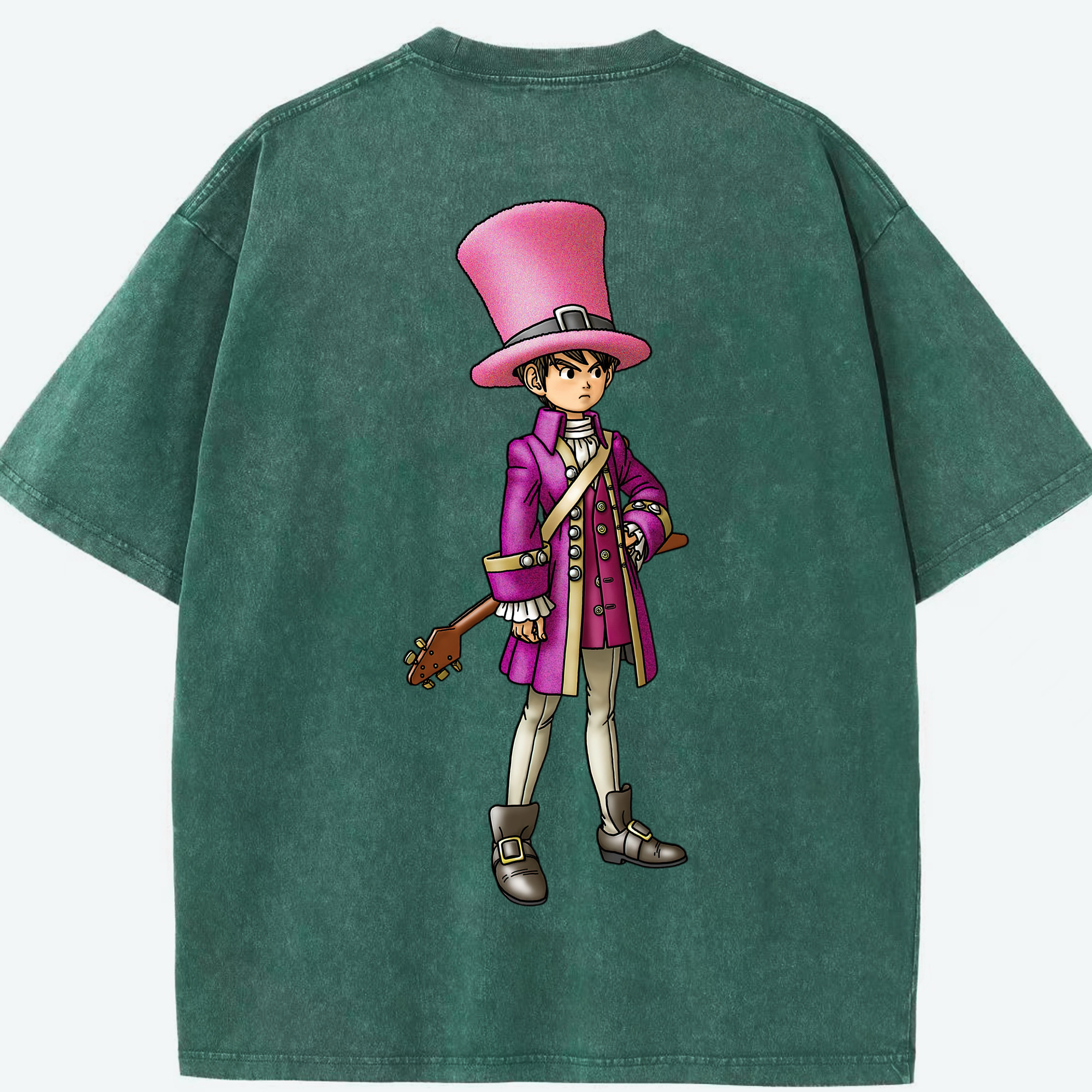 （画像用） ドラゴンクエスト Doragon Kuesuto Dragon Quest 綿100% ヴィンテージ風 半袖Tシャツ（背面プリント）